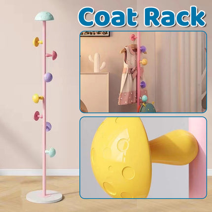 Kids Floor-Standing Coat Rack With Mushroom Hooks High-Carbon Steel