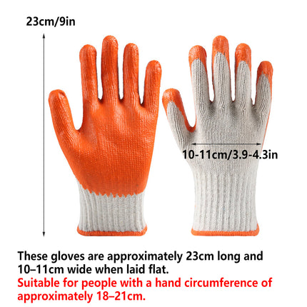 12 Pairs Latex Coated Work Gloves Anti Slip for Warehouse Labour Garden Use
