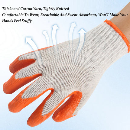 12 Pairs Latex Coated Work Gloves Anti Slip for Warehouse Labour Garden Use