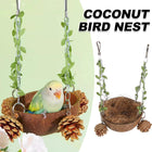 Coconut Birdhouse Swing Hammock Toy for Birds Natural Wooden Nest for Parrots