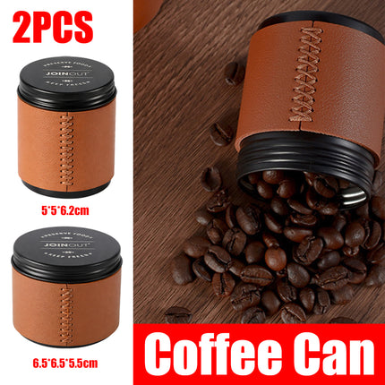 2PCS Luxury Mini Coffee Bean Storage Jar Airtight Sealed Portable Easy to Use