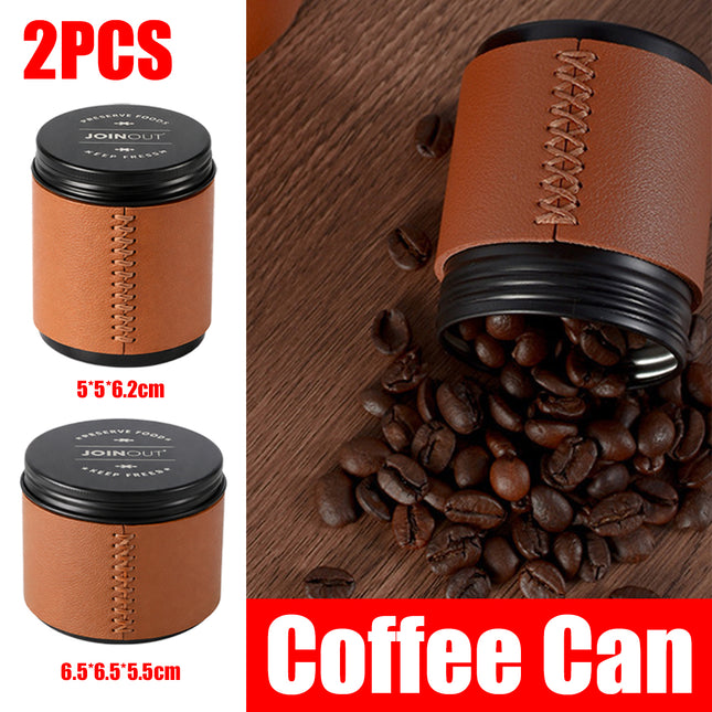 2PCS Luxury Mini Coffee Bean Storage Jar Airtight Sealed Portable Easy to Use