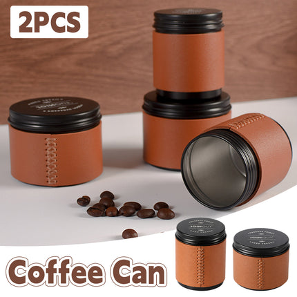 2PCS Luxury Mini Coffee Bean Storage Jar Airtight Sealed Portable Easy to Use