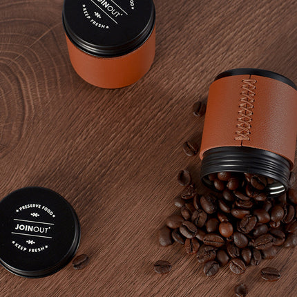 2PCS Luxury Mini Coffee Bean Storage Jar Airtight Sealed Portable Easy to Use