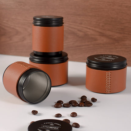 2PCS Luxury Mini Coffee Bean Storage Jar Airtight Sealed Portable Easy to Use