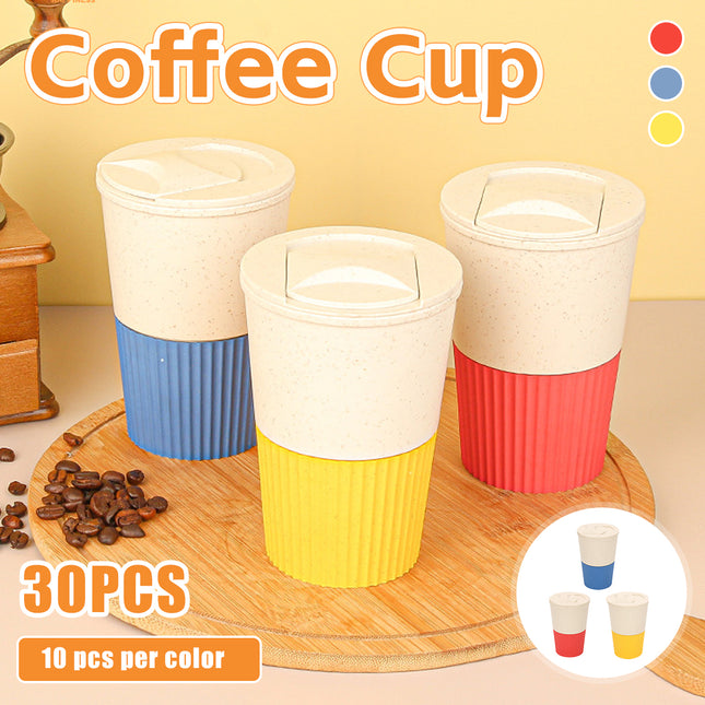30PCS Disposable Coffee Cups with Lids for Hot Cold Drinks Party Use 3 Colours
