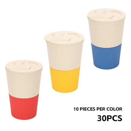 30PCS Disposable Coffee Cups with Lids for Hot Cold Drinks Party Use 3 Colours