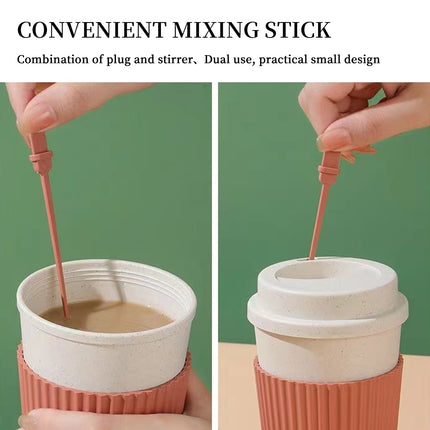 Reusable Coffee Cups 40 Pack Wheat Straw Silicone Sleeve Lid and Stirrer Set