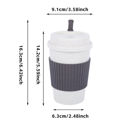 Reusable Coffee Cups 40 Pack Wheat Straw Silicone Sleeve Lid and Stirrer Set