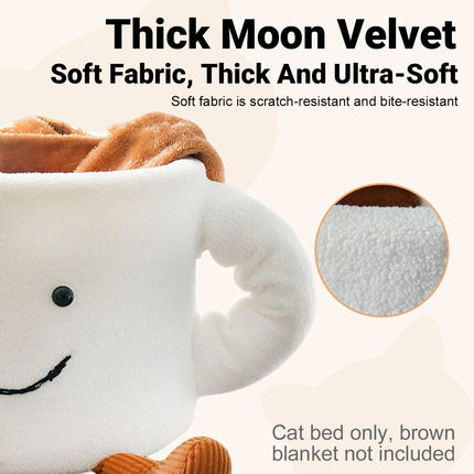 Cat Bed Coffee Cup Shape Cartoon Pet Bed Soft Nest Small Pets Sleeping Indoor