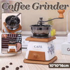 Hand Crank Coffee Grinder Vintage Ceramic Wood Manual Mill 10 x 10 x 16cm