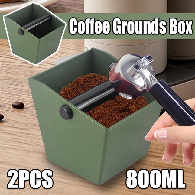 2PCS Coffee Knock Box 800ml Coffee Knock Bin Angled Design Anti Slip Durable ABS