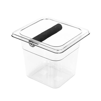 Clear Acrylic Coffee Knock Box Espresso Grounds Bin Container with Rubber Bar