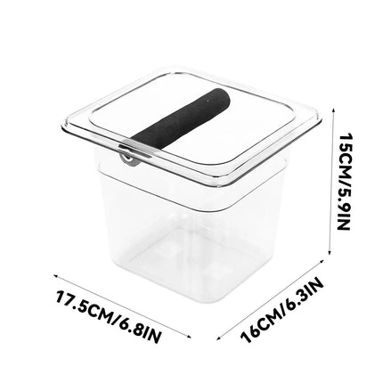 Clear Acrylic Coffee Knock Box Espresso Grounds Bin Container with Rubber Bar