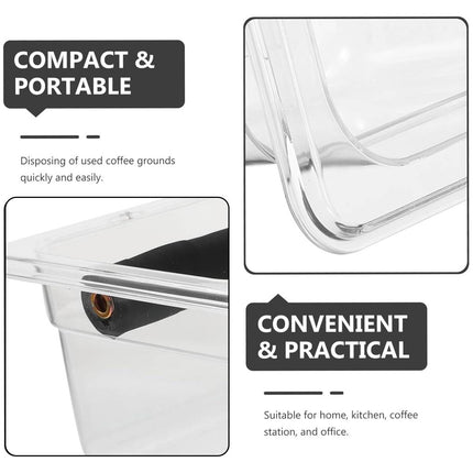 Clear Acrylic Coffee Knock Box Espresso Grounds Bin Container with Rubber Bar