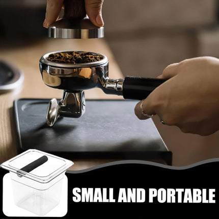 Clear Acrylic Coffee Knock Box Espresso Grounds Bin Container with Rubber Bar