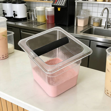 Clear Acrylic Coffee Knock Box Espresso Grounds Bin Container with Rubber Bar