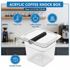 Clear Acrylic Coffee Knock Box Espresso Grounds Bin Container with Rubber Bar