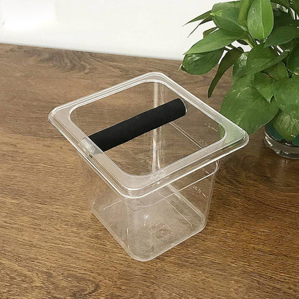 Clear Acrylic Coffee Knock Box Espresso Grounds Bin Container with Rubber Bar