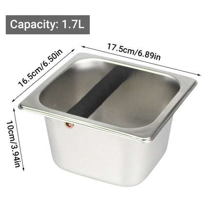 Coffee Knock Box Stainless Steel 1.7L Round Corner Design Anti Slip Durable