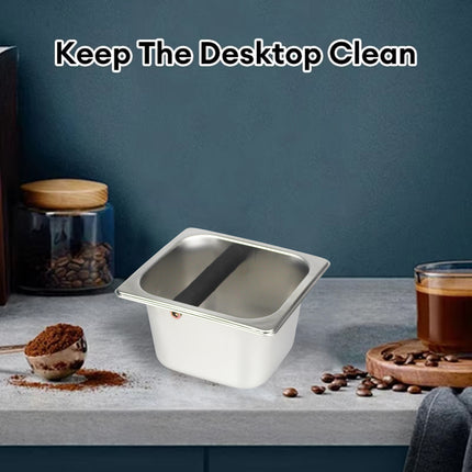 Coffee Knock Box Stainless Steel 1.7L Round Corner Design Anti Slip Durable