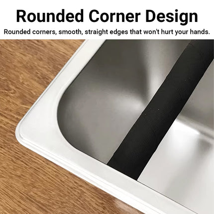 Coffee Knock Box Stainless Steel 1.7L Round Corner Design Anti Slip Durable