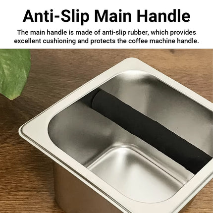 Coffee Knock Box Stainless Steel 1.7L Round Corner Design Anti Slip Durable