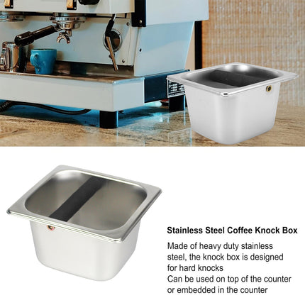 Coffee Knock Box Stainless Steel 1.7L Round Corner Design Anti Slip Durable