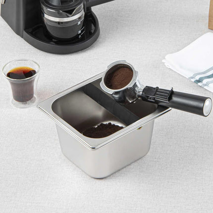 Coffee Knock Box Stainless Steel 1.7L Round Corner Design Anti Slip Durable