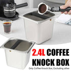 2.4L Stainless Steel Coffee Knock Box Espresso Grounds Bin with Anti Slip Bar