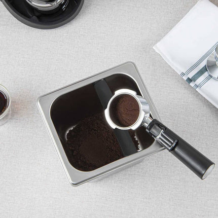 2.4L Stainless Steel Coffee Knock Box Espresso Grounds Bin with Anti Slip Bar