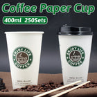 250Sets Disposable Coffee Cups 400ml Food-Grade with Lids for Cafe Takeaway Use