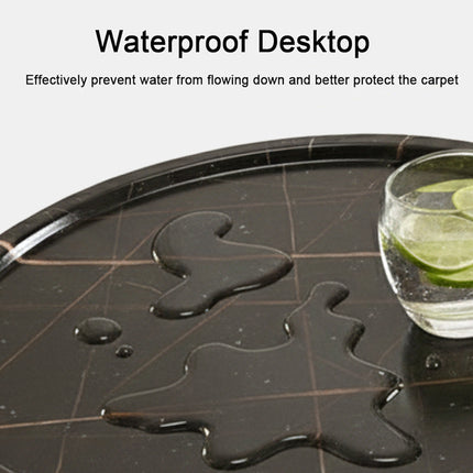 Round 2 Tier Side Table Black Marble Look MDF Top with Carbon Steel Legs 50cm