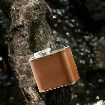 Airtight Coffee Canister Storage Jar Pour Valve Leather 9.6 x 7 x 9.3cm