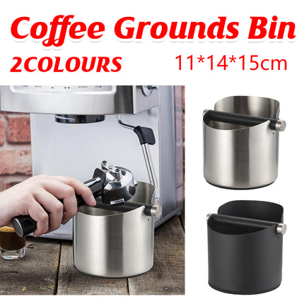 Round Small Household Stainless Steel Coffee Tapping Bucket Easy Clean Anti-Rust