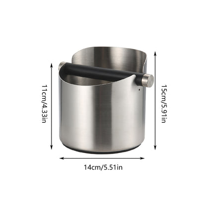 Round Small Household Stainless Steel Coffee Tapping Bucket Easy Clean Anti-Rust