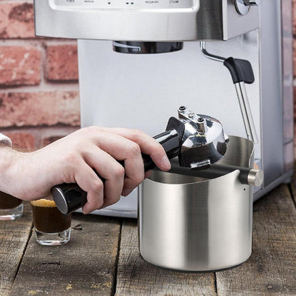 Round Small Household Stainless Steel Coffee Tapping Bucket Easy Clean Anti-Rust