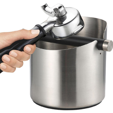 Round Small Household Stainless Steel Coffee Tapping Bucket Easy Clean Anti-Rust