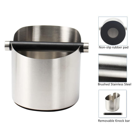 Round Small Household Stainless Steel Coffee Tapping Bucket Easy Clean Anti-Rust