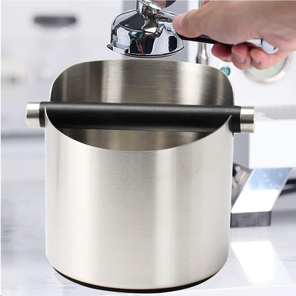 Round Small Household Stainless Steel Coffee Tapping Bucket Easy Clean Anti-Rust