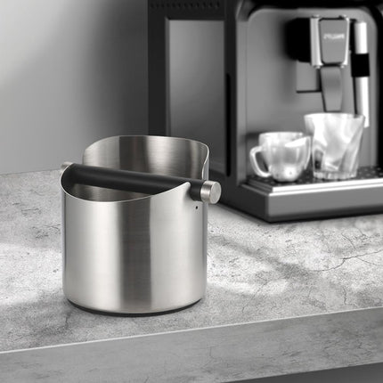 Round Small Household Stainless Steel Coffee Tapping Bucket Easy Clean Anti-Rust