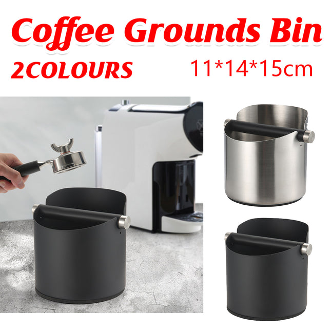 Round Small Household Stainless Steel Coffee Tapping Bucket Easy Clean Anti-Rust