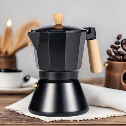 Aluminum Bottom Coffee Pot Stovetop Safe Heat-Resistant Handle Black