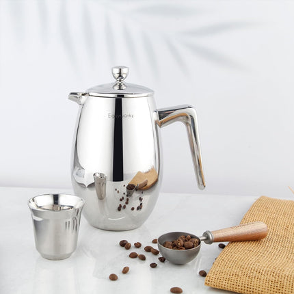 304 Stainless Steel Layer Coffee Pot Press U-Shaped Spout Home Tea Coffee Maker