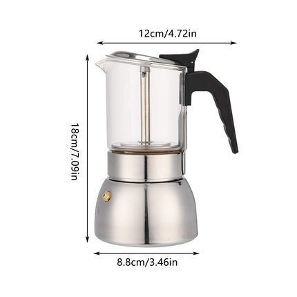 Stainless Steel Coffee Pot Heat-Resistant Glass Portable Home Pour Over