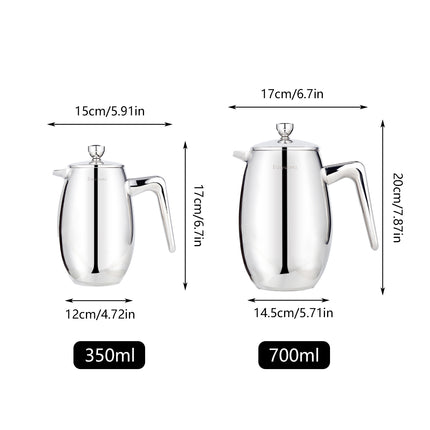 304 Stainless Steel Layer Coffee Pot Press U-Shaped Spout Home Tea Coffee Maker