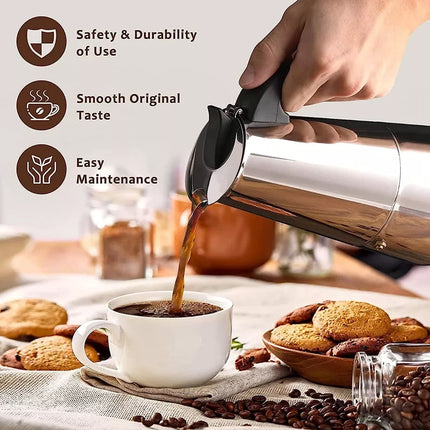Portable Stainless Steel Coffee Pot Travel Coffee Maker Insulated Hot Beverage
