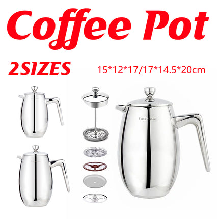 304 Stainless Steel Layer Coffee Pot Press U-Shaped Spout Home Tea Coffee Maker