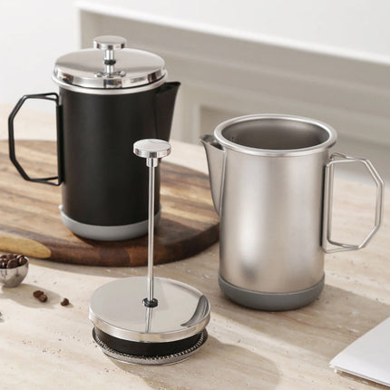1L Stainless Steel French Press Coffee Maker - Portable Camping Plunger Pot
