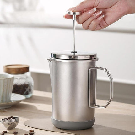 1L Stainless Steel French Press Coffee Maker - Portable Camping Plunger Pot